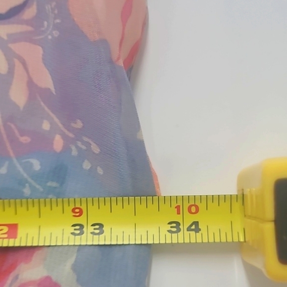 Kimono Wrap Floral Lace Trim  Pastel Blue Pink Roses Romantic Lightweight Sheer - Picture 5 of 8